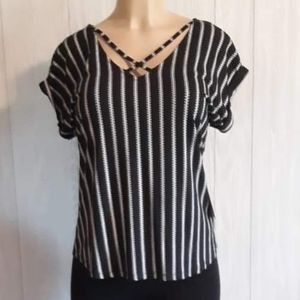 The Workshop    Black & White Stripped Blouse